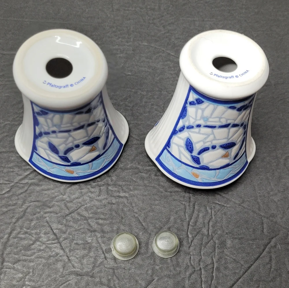 Pfaltzgraff Monaco Collection Blue White Mosaic Salt and Pepper Set